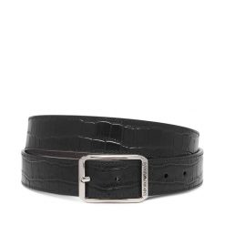 Pasek Emporio Armani. Czarne paski męskie Emporio Armani, bez wzorów. Za 709.99 zł.