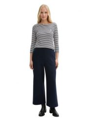 Tom Tailor Koszulka w kolorze biało-granatowym rozmiar: L. Białe bluzki damskie Tom Tailor, l, bez wzorów, z bawełny, bez kołnierzyka, bez ramiączek. Za 69.75 zł.