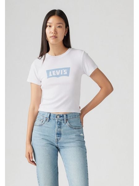Levi's Koszulka w kolorze białym rozmiar: S. Białe bluzki damskie Levi's, s, bez wzorów, z bawełny, bez kołnierzyka. Za 79.77 zł.