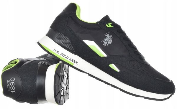 Buty sportowe dla mężczyzn U.S. Polo Assn. Czarne buty sportowe na co dzień męskie U.S. Polo Assn., z materiału, z okrągłym noskiem, bez zapięcia. Za 247.16 zł.