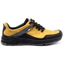 Olivier Męskie buty trekkingowe skórzane 292GT żółte. Żółte buty trekkingowe męskie na jesień, z jeansu, bez zapięcia. Za 319.69 zł.