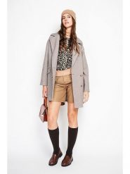 ASSUILI Płaszcz przejściowy w kolorze szarobrązowym rozmiar: 40. Brązowe płaszcze damskie Assuili, bez wzorów, z wełny, klasyczne. Za 378.54 zł.