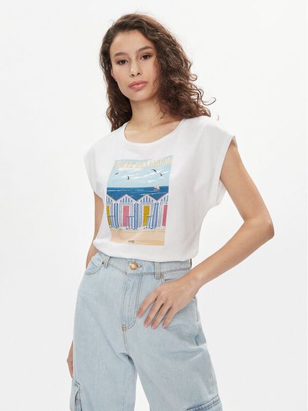 Liu Jo Bluzka MA4338 J5003 Biały Regular Fit. Białe bluzki damskie Liu Jo, m, bez wzorów, z bawełny, bez kołnierzyka, bez ramiączek. Za 199.99 zł.