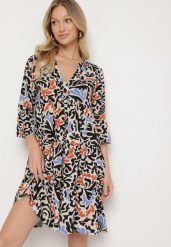 Czarno-Beżowa Wiskozowa Rozkloszowana Sukienka z Abstrakcyjnym Wzorem Liracalia. Czarne sukienki damskie Born2be, na co dzień, l, bez wzorów, z tkaniny, eleganckie, bez kołnierzyka, bez ramiączek, mini, rozkloszowane. W wyprzedaży za 95.99 zł.