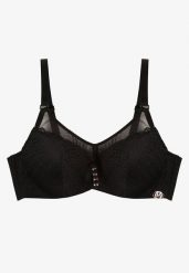 Czarny Koronkowy Biustonosz Full Cup z Regulowanymi Ramiączkami Zdobiony Cyrkoniami Elleth. Czarne biustonosze Renee, z aplikacjami, z koronki. Za 39.99 zł.