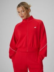 4F Bluza kibica regular bez kaptura damska - czerwona S. Czerwone bluzy bez kaptura damskie 4f, s, bez wzorów, z dresówki, bez ramiączek, bez kaptura. Za 169.99 zł.