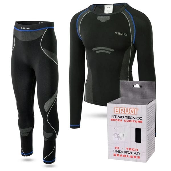 Bielizna termoaktywna męska BRUGI zestaw koszulka + spodnie narty góry bieganie. Czarna bielizna termoaktywna męska Brugi, m, bez wzorów. Za 182.56 zł.