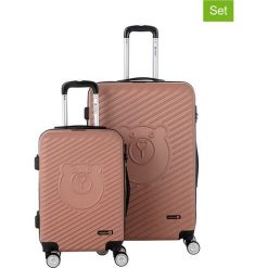 2-częściowy zestaw walizek w kolorze różowego złota. Czerwone walizki Bestseller Luggage, bez wzorów, z materiału. W wyprzedaży za 299.95 zł.