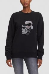KARL LAGERFELD Czarna damska bluza z cyrkoniami Ikon Rs Duo, Rozmiar L. Czarne bluzy bez kaptura damskie Karl Lagerfeld, l. W wyprzedaży za 389.99 zł.