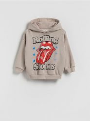 Bluza The Rolling Stones - beżowy. Brązowe bluzy i bluzki niemowlęce Reserved, bez wzorów, z bawełny, bez ramiączek, bez kaptura. Za 69.99 zł.