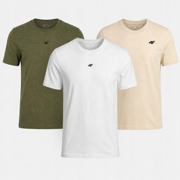 ZESTAW KOSZULEK MĘSKICH 4F T-SHIRT KOMPLET 3PAK. T-shirty męskie 4f, m, bez wzorów, z bawełny, bez kołnierzyka. Za 181.98 zł.