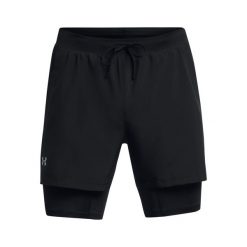Szorty 2 w 1 Under Armour Launch 5". Czarne szorty damskie Under Armour, bez wzorów, z dzianiny. Za 232.10 zł.