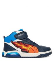 Geox Sneakersy J Inek J569CC 05411 C0693 DD Granatowy. Niebieskie trampki i tenisówki chłopięce Geox, bez wzorów, ze skóry, bez zapięcia. Za 219.99 zł.