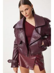 Happiness Istanbul Kurtka przejściowa w kolorze bordowym rozmiar: 38. Czerwone kurtki damskie Happiness Istanbul, bez wzorów, bez kaptura. Za 195.99 zł.