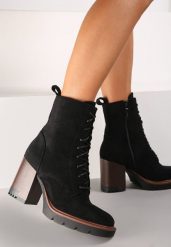 Czarne Botki Edme. Czarne botki damskie Renee, eleganckie, bez obcasa, na obcasie, bez zapięcia. Za 149.99 zł.