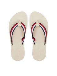 Tommy Hilfiger Japonki Th Corp Mid Wedge Beach Sandal FW0FW08517 Beżowy. Brązowe klapki damskie Tommy Hilfiger, bez wzorów, z materiału, bez obcasa. Za 129.99 zł.