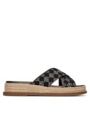 DKNY Klapki K1564874 Czarny. Czarne klapki damskie DKNY, bez wzorów, z materiału, bez obcasa. Za 272.99 zł.