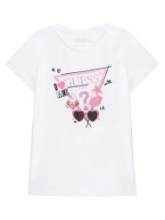Guess T-Shirt J5YI00 K6YW4 Biały Regular Fit. Białe koszulki dziewczęce Guess, z aplikacjami, z bawełny, bez ramiączek. Za 49.99 zł.