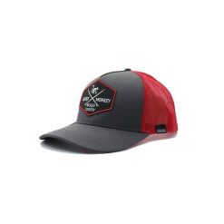 Czapka Trucker - 5 Paneli / Z recyklingu / Jeden rozmiar (Szary/Czerwony). Szare czapki męskie SURF MONKEY, z aplikacjami, sportowe. Za 159.95 zł.