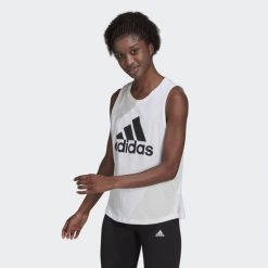 Damski tank top adidas Essentials Big Logo. Białe topy sportowe damskie Adidas, m, bez wzorów, z bawełny, bez ramiączek. Za 105.99 zł.
