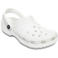 Japonki Crocs Classic. Białe klapki damskie Crocs, bez wzorów, z materiału, bez obcasa. Za 290.00 zł.
