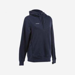 Bluza do hokeja na trawie damska Korok FH500. Czarne bluzy z kapturem damskie KOROK, l, z bawełny. Za 79.99 zł.