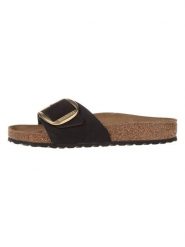 Birkenstock Skórzane klapki "Madrid Big Buckle" w kolorze czarnym rozmiar: 38. Czarne klapki damskie Birkenstock, bez wzorów, bez obcasa. Za 482.03 zł.