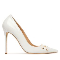 Szpilki Elisabetta Franchi. Białe szpilki Elisabetta Franchi, bez wzorów, bez obcasa. Za 3,429.00 zł.