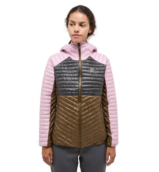 HAGLOFS Kurtka ocieplana damska L.I.M Mimic Hood Women fresh pink/teak brown-S. Czerwone kurtki damskie Haglöfs, l, bez wzorów, z materiału, z kapturem. Za 645.64 zł.