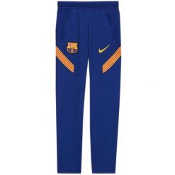 Spodnie Nike FC Barcelona Junior Dri‑FIT Strike – Slim Fit, szaro‑niebieskie. Niebieskie spodnie dresowe damskie Nike, bez wzorów, z dresówki. Za 75.99 zł.