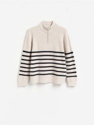 Sweter z wełną - złamana biel. Swetry męskie Reserved, l, bez wzorów, z dzianiny, bez kołnierzyka. Za 239.99 zł.