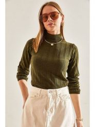 Bianco Lucci Sweter w kolorze khaki rozmiar: S. Brązowe golfy damskie Bianco Lucci, s, bez wzorów, prążkowane, bez ramiączek. Za 43.99 zł.