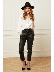 Joséfine Spodnie w kolorze czarnym rozmiar: XL. Czarne spodnie materiałowe damskie Joséfine, bez wzorów, z materiału, z podwyższonym stanem. Za 143.99 zł.