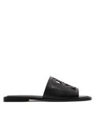 DKNY Klapki Jalila K1494653 Czarny. Czarne klapki damskie DKNY, bez wzorów, ze skóry, bez obcasa. Za 419.99 zł.