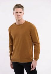 Lekki sweter S-RADO. Brązowe swetry męskie Volcano, l, bez wzorów, z bawełny, bez kołnierzyka. Za 149.99 zł.