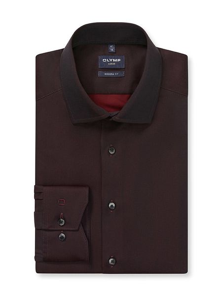 OLYMP Koszula "Luxor" - Modern fit - w kolorze bordowym rozmiar: 46. Różowe koszule męskie Olymp, bez wzorów, z bawełny, bez kołnierzyka, bez ramiączek. Za 113.10 zł.