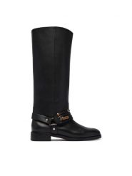 PINKO Oficerki Cheval 01 SD0583P001 Czarny. Czarne kozaki damskie Pinko, ze skóry, bez obcasa, na płaskiej podeszwie. Za 1,829.00 zł.