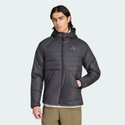 Ocieplana kurtka z kapturem Terrex Multi CLIMAWARM. Czarne kurtki męskie Adidas, l, bez wzorów, z materiału, klasyczne, z kapturem. Za 599.00 zł.