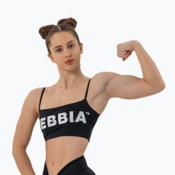 Top treningowy damski NEBBIA Bandeau Bra Back Check black. Czarne topy damskie Nebbia, bez wzorów, bez kołnierzyka. Za 119.99 zł.