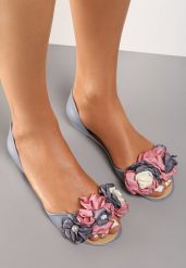 Szare Balerinki Meliski Peep Toe z Kwiatową Aplikacją Idalina. Szare baleriny damskie Renee, z aplikacjami, bez obcasa. Za 44.99 zł.