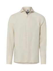 Nils Sundström koszula lniana Mężczyźni Slim Fit len beżowy, XL. Brązowe koszule męskie Nils Sundström, m, bez wzorów, ze lnu, bez kołnierzyka, bez ramiączek. Za 229.95 zł.
