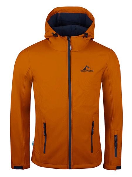 Westfjord Kurtka softshellowa "Eldfjall" w kolorze pomarańczowym rozmiar: M. Pomarańczowe kurtki outdoor męskie Westfjord, m, bez wzorów, z polaru, bez kaptura. Za 165.71 zł.