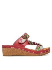 Laura Vita Klapki Facscineo 05 Czerwony. Czerwone klapki damskie Laura Vita, bez wzorów, ze skóry, bez obcasa. Za 429.99 zł.