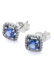 Pandora Srebrne kolczyki-wkrętki z cyrkoniami i i kryształami rozmiar: onesize. Niebieskie kolczyki damskie Pandora, z cyrkonią, srebrne. Za 309.65 zł.