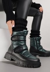 Ciemnozielone Śniegowce na Rzepy i Grubej Podeszwie Cashel. Zielone śniegowce damskie Renee. Za 139.99 zł.