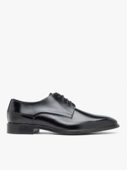 Czarne lakierowane półbuty wizytowe. Czarne buty wizytowe męskie Ryłko, z lakierowanej skóry, bez zapięcia. Za 499.99 zł.