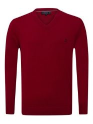 SIR RAYMOND TAILOR Sweter "Los Angeles" w kolorze czerwonym rozmiar: L. Czerwone swetry męskie Sir Raymond Tailor, l, bez wzorów, z bawełny, bez kołnierzyka. Za 153.34 zł.