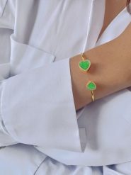 Les Favorites Pozłacana bransoletka z cyrkoniami i chalcedonem rozmiar: onesize. Zielone bransoletki damskie Les Favorites, pozłacane. Za 282.99 zł.