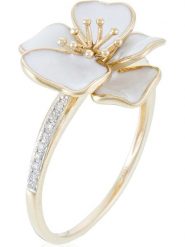 DIAMANTA Złoty pierścionek "Orchidée" z diamentami rozmiar: 48. Białe pierścionki damskie DIAMANTA, z diamentem, złote. Za 1,796.99 zł.