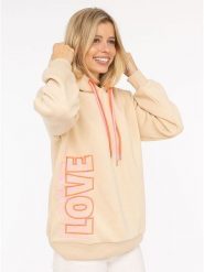 Zwillingsherz Bluza "LOVE 2.0" w kolorze beżowym rozmiar: S/M. Brązowe bluzy z kapturem damskie Zwillingsherz, m. Za 165.71 zł.